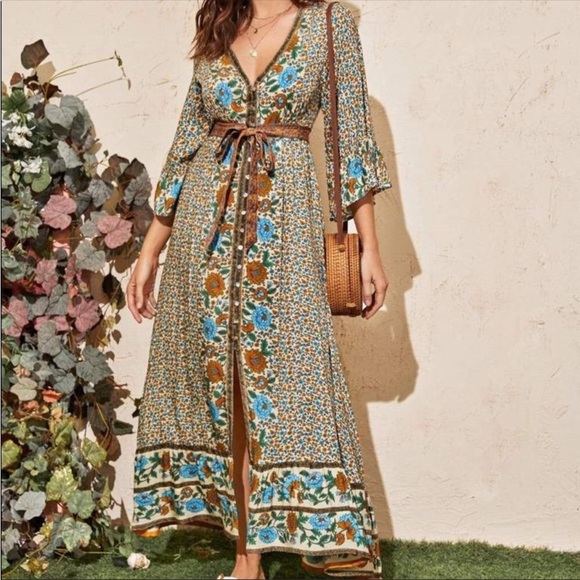 #74 CLOSEOUT SALE 🩷New!Gorgeous Boho Gypsy Maxi Dress - Picture 5 of 12